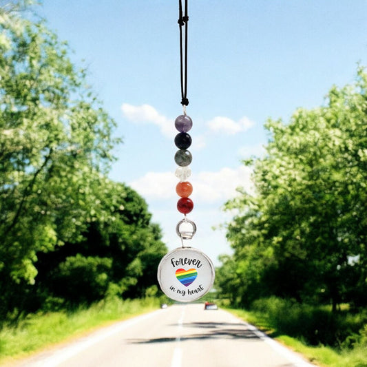 Forever in my Heart Rainbow Rearview Mirror Car Charm